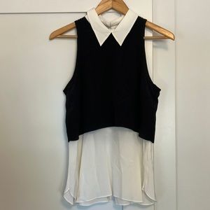 Elizabeth and James Collared Sleeveless Blouse, Size Medium